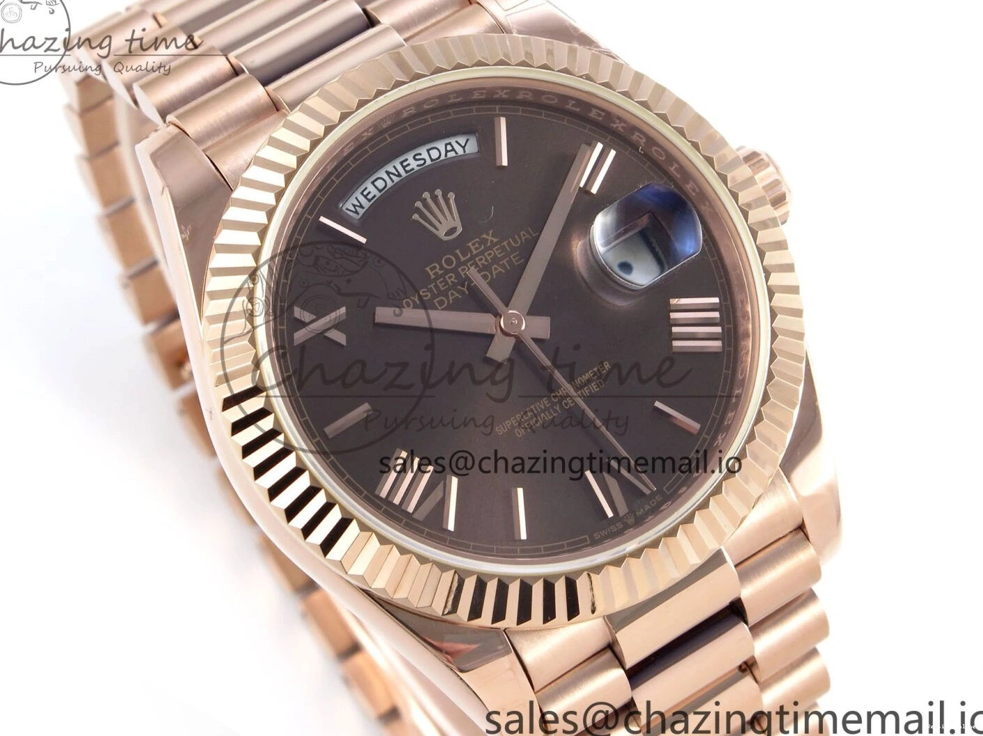 0217 QuickDry Day Date 40 RG 228235 KF 1:1 Best Edition Brown Roman Dial on President Bracelet VR3255 (Gain Weight) 838